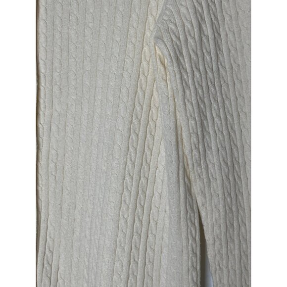 L.L. Bean Cotton Wool Blend Cable Knit Button Front Cardigan Cream Size Small - Picture 3 of 7